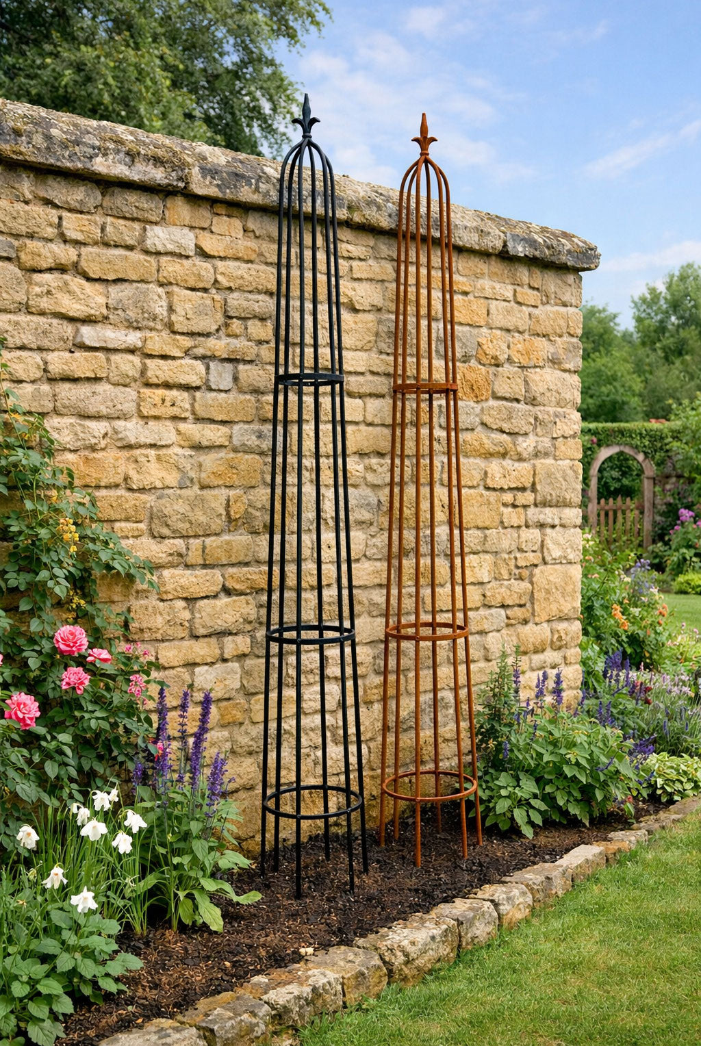 Extra Tall Garden Obelisk - Heavy Duty Metal Climbing Plant Support - Black or Rust
