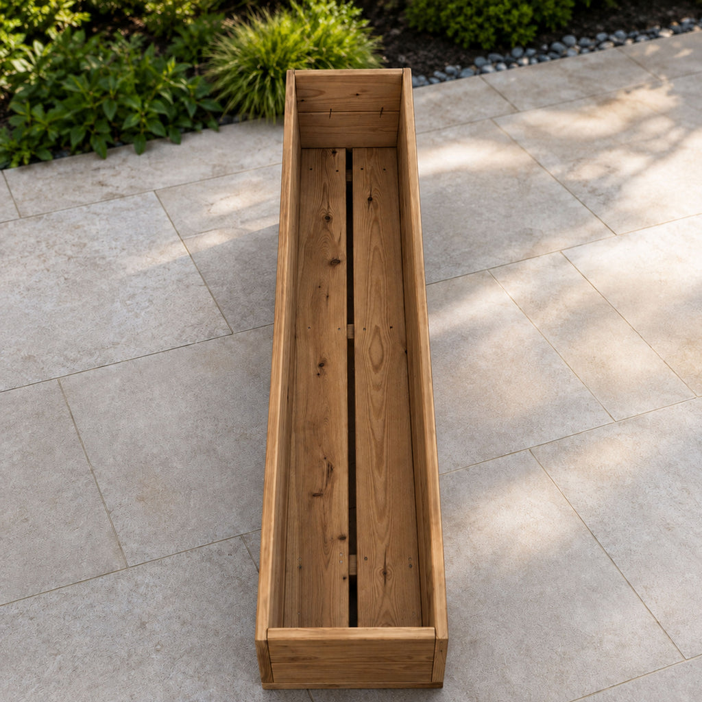 Extra Long Wooden Garden Planter - Fully Assembled Outdoor Trough for Flowers, Herbs & Vegetables