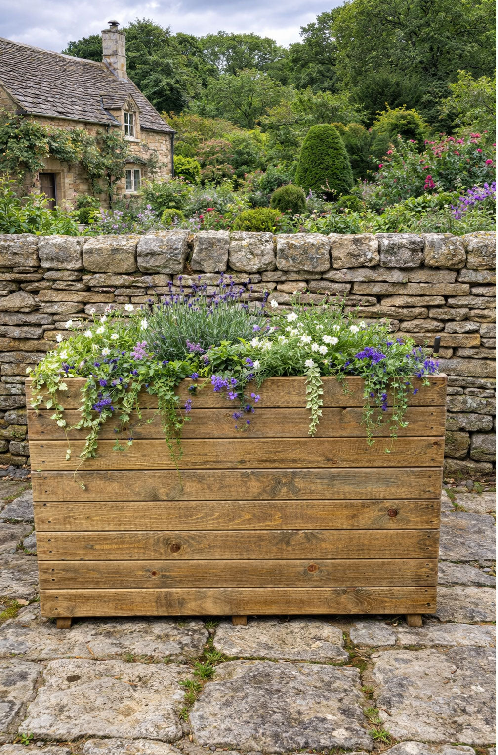 Extra Tall Heavy-Duty Wooden Planter - Ideal for Garden Barriers and Patio Spaces