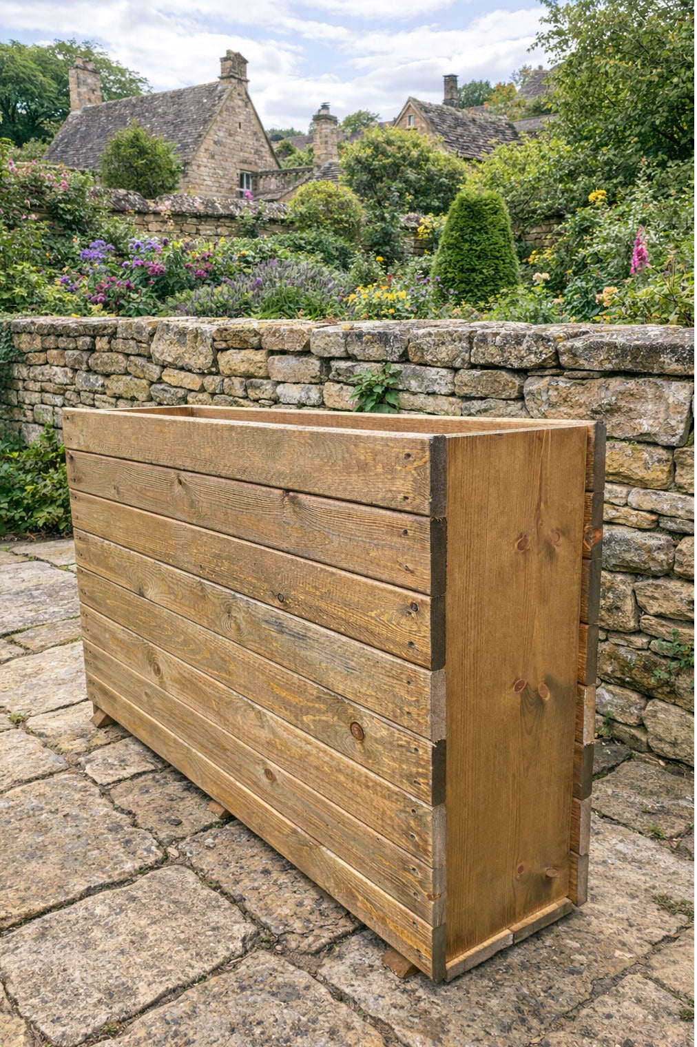 Extra Tall Heavy-Duty Wooden Planter - Ideal for Garden Barriers and Patio Spaces