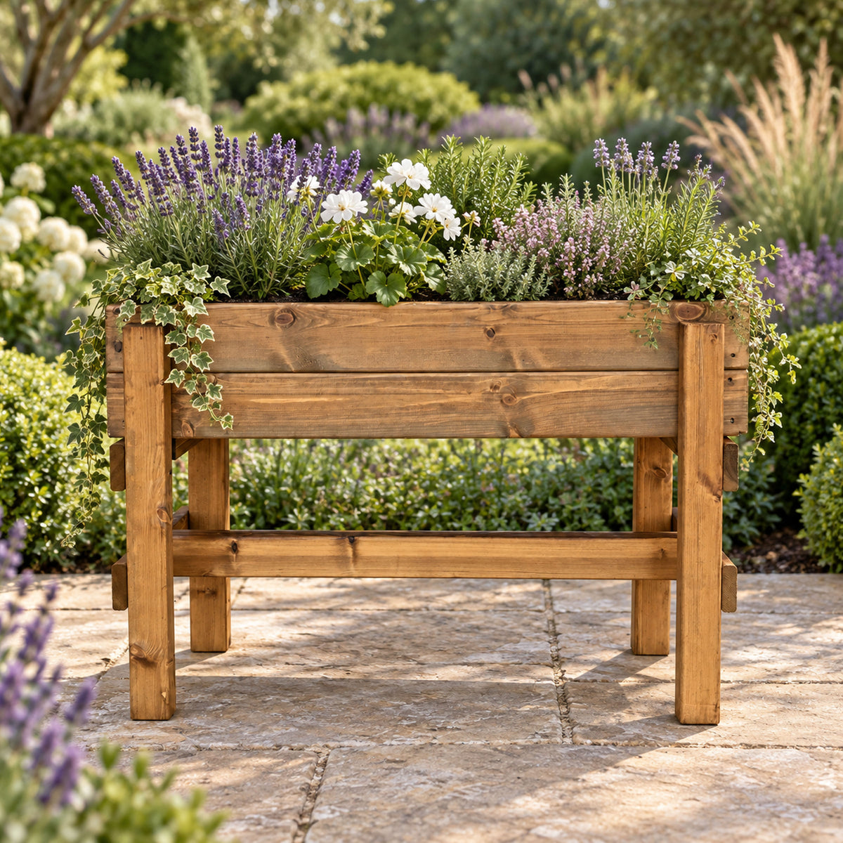 Elevated Wooden Garden Grower 90cm - Raised Planting Trough on Legs