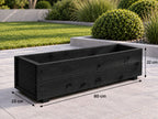 Twin Pack Black Wooden Garden Planters Heavy Duty Flower Plant Trough Boxes Fully Assembled  Patio Herb 80cm Long