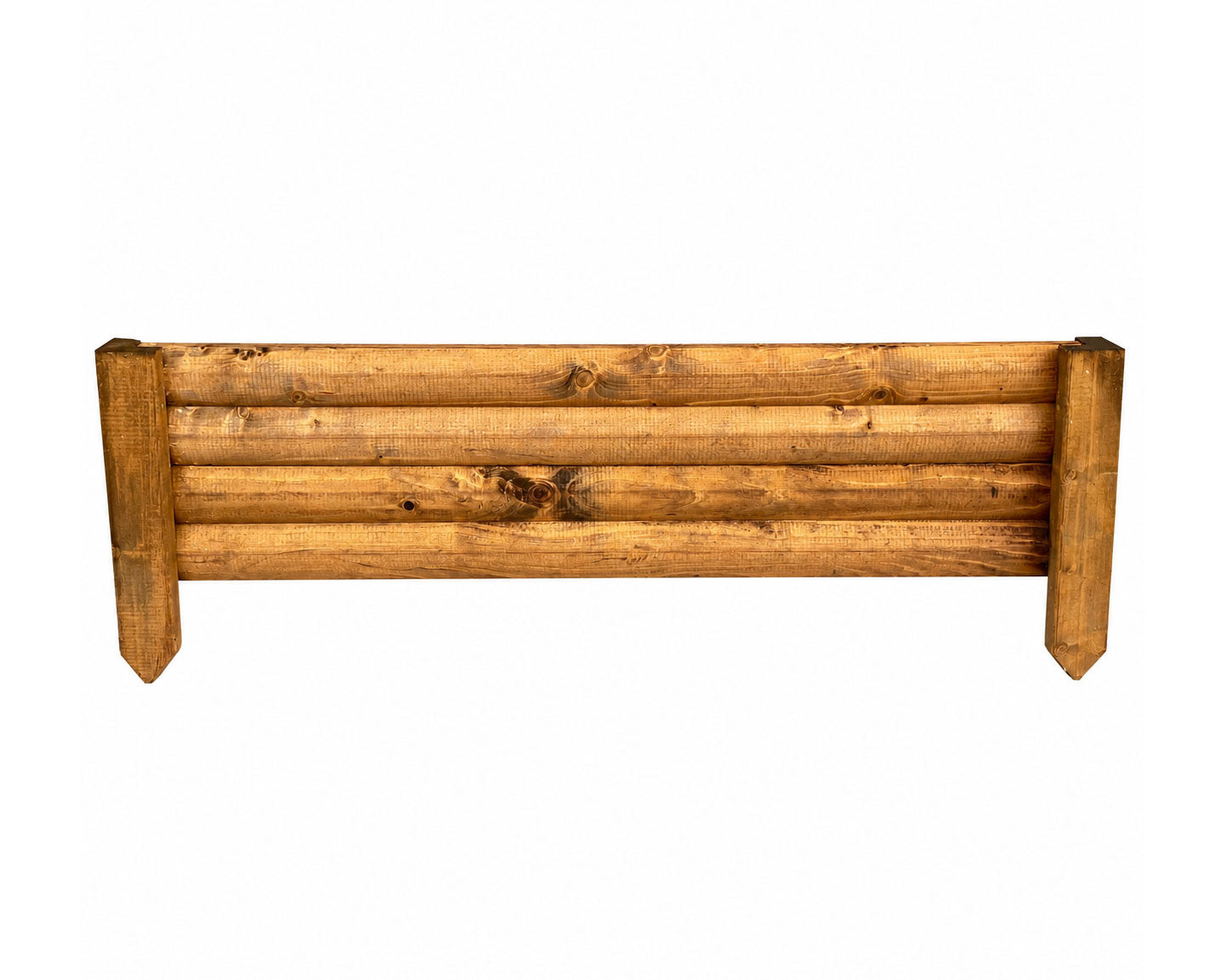 Wooden Garden Edging with Stakes – Decorative Log Style Lawn Border for Flower Beds & Pathways