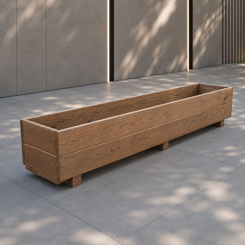 Extra Long Wooden Garden Planter - Fully Assembled Outdoor Trough for Flowers, Herbs & Vegetables