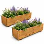Set of 2 Heavy Duty Wooden Garden Planters - 100cm Fully Assembled Timber Troughs