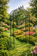 Decorative Garden Arch Trellis Frame - Black Outdoor Garden Archway for Clematis &amp; Climbing Rose Plants