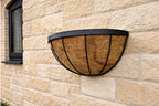 Metal Moon Wall Planters Twin Pack - Outdoor Hanging Plant Baskets with Coco Liners for Garden Walls