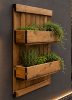 Wooden Herb Planter with Trellis Wall Mounted Raised Flower Box for Patio Balcony Garden