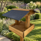 Coverdale Wooden Bird Table with Black Roof and Sturdy Stand for Garden Wild Birds