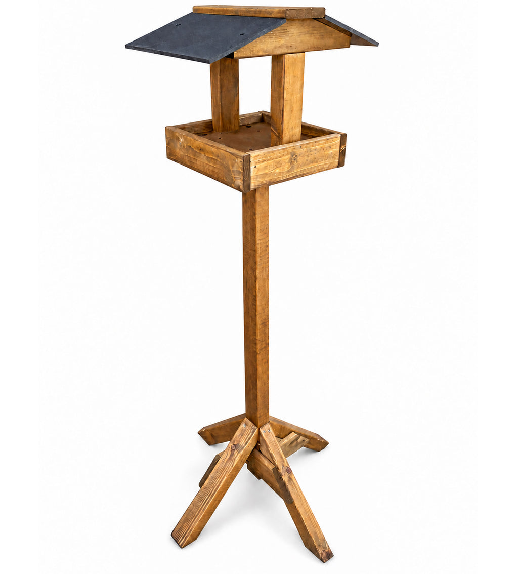 Coverdale Wooden Bird Table with Black Roof and Sturdy Stand for Garden Wild Birds