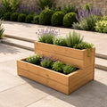 Heavy Duty Wooden Planter - Large Two-Tier Raised Bed for Flowers Herbs & Vegetables