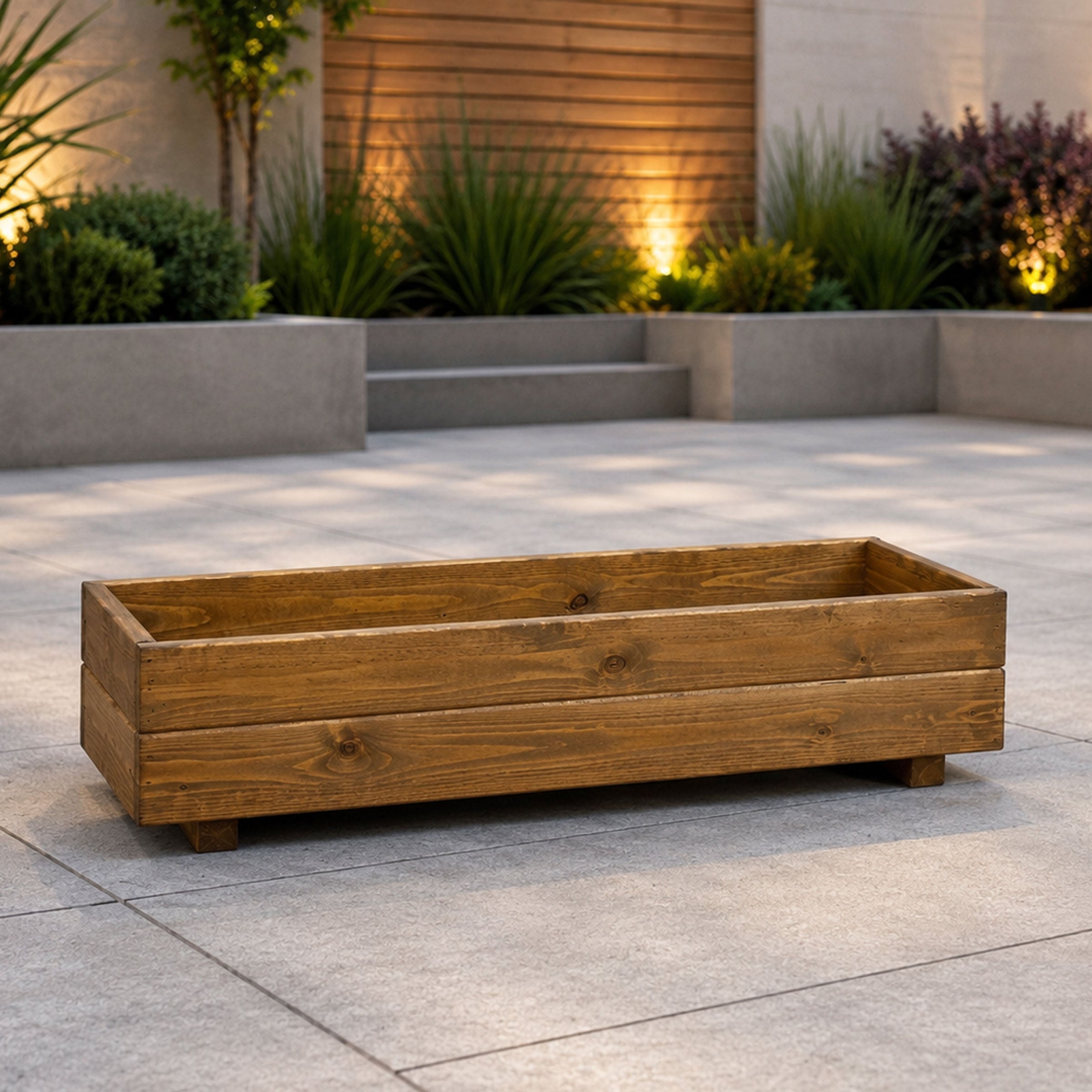 Wooden Window Planter Trough - Fully Assembled Timber Flower &amp; Herb Planter