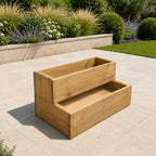 Heavy Duty Wooden Planter - Large Two-Tier Raised Bed for Flowers Herbs & Vegetables