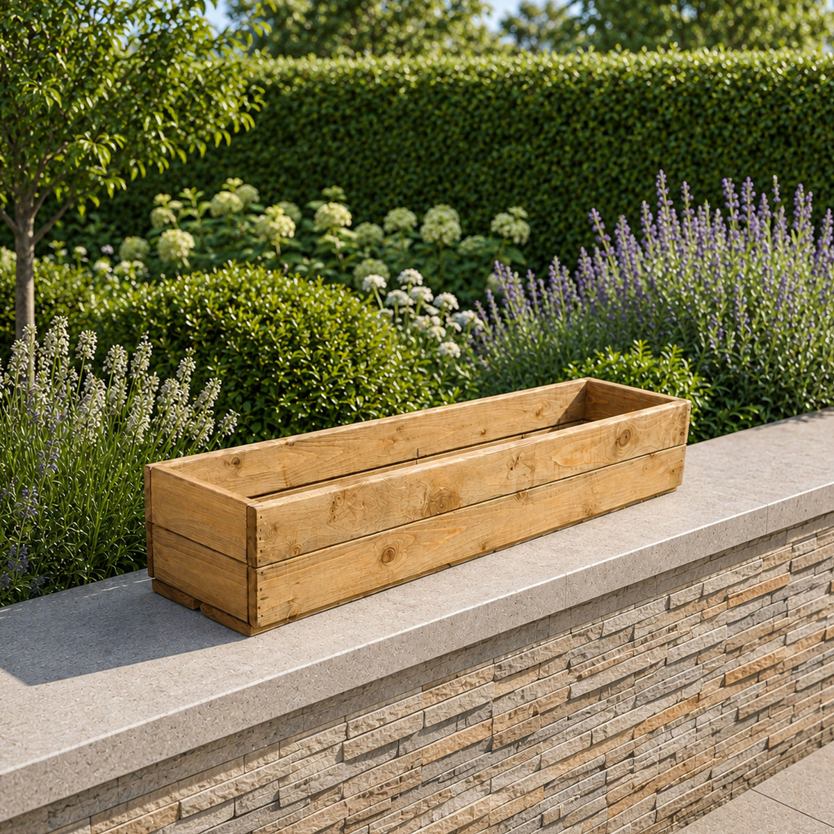 Wooden Window Boxes – Handmade Outdoor Timber Planter Troughs for Flowers, Herbs, Patios & Gardens – Fully Assembled