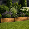 Wooden Garden Edging with Stakes – Decorative Log Style Lawn Border for Flower Beds & Pathways