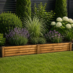 Wooden Garden Edging with Stakes – Decorative Log Style Lawn Border for Flower Beds & Pathways