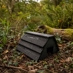 Black Wooden Garden Hedgehog House - Fully Assembled Hibernation Nest Box & Shelter