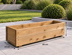 Twin Pack Tan Wooden Garden Planters Heavy Duty Flower Plant Trough Boxes Patio Herb 80cm Long  Fully Assembled