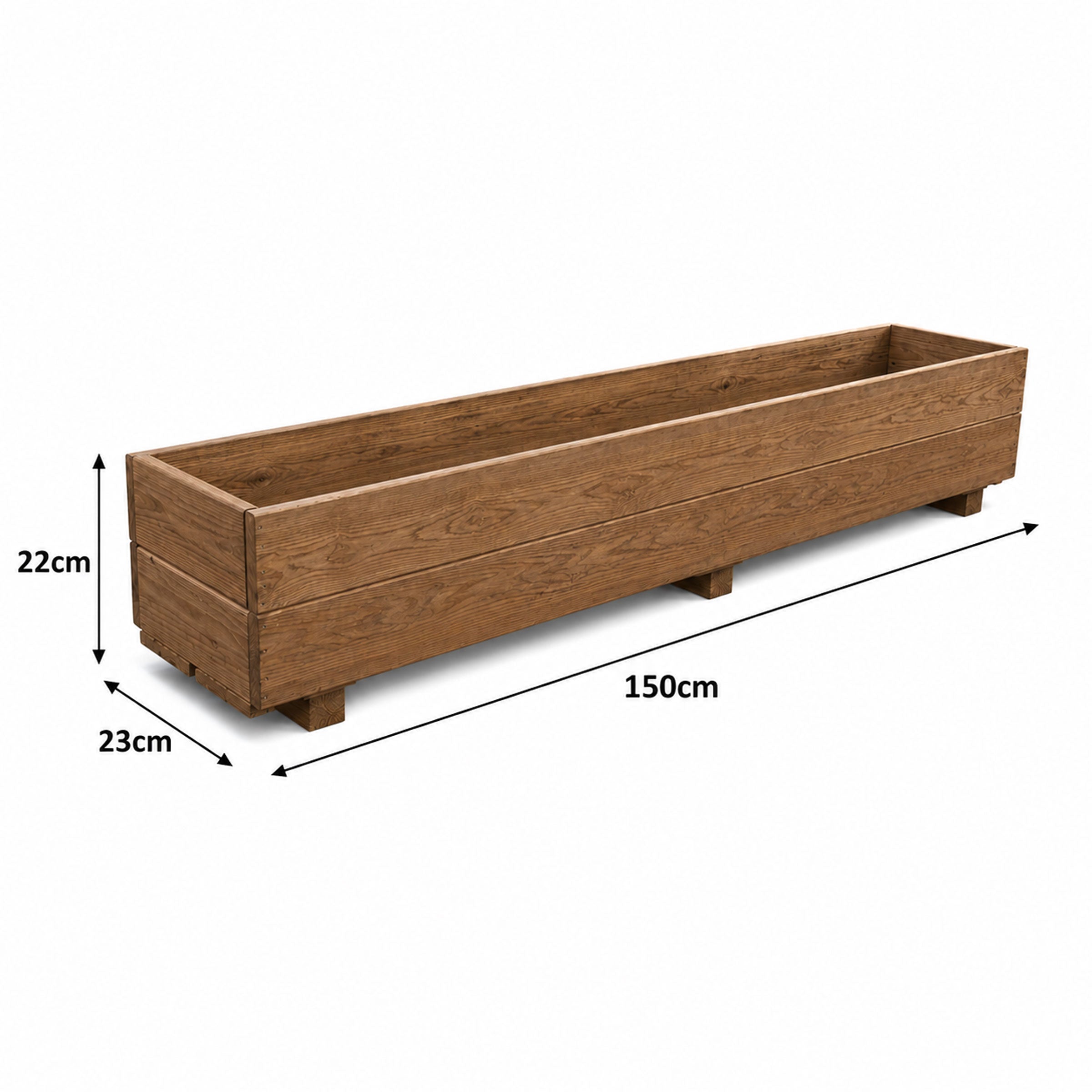 Extra Long Wooden Garden Planter - Fully Assembled Outdoor Trough for Flowers, Herbs & Vegetables