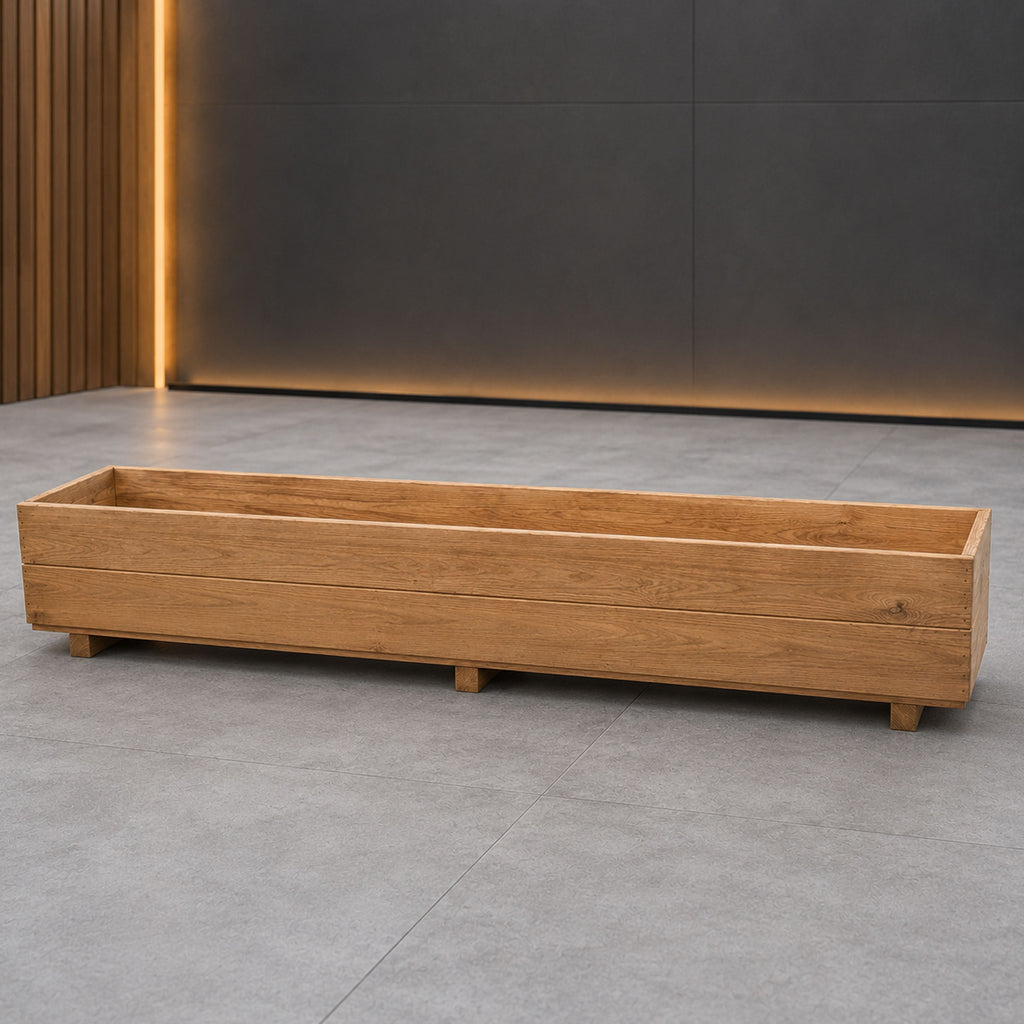 Extra Long Wooden Garden Planter - Fully Assembled Outdoor Trough for Flowers, Herbs & Vegetables