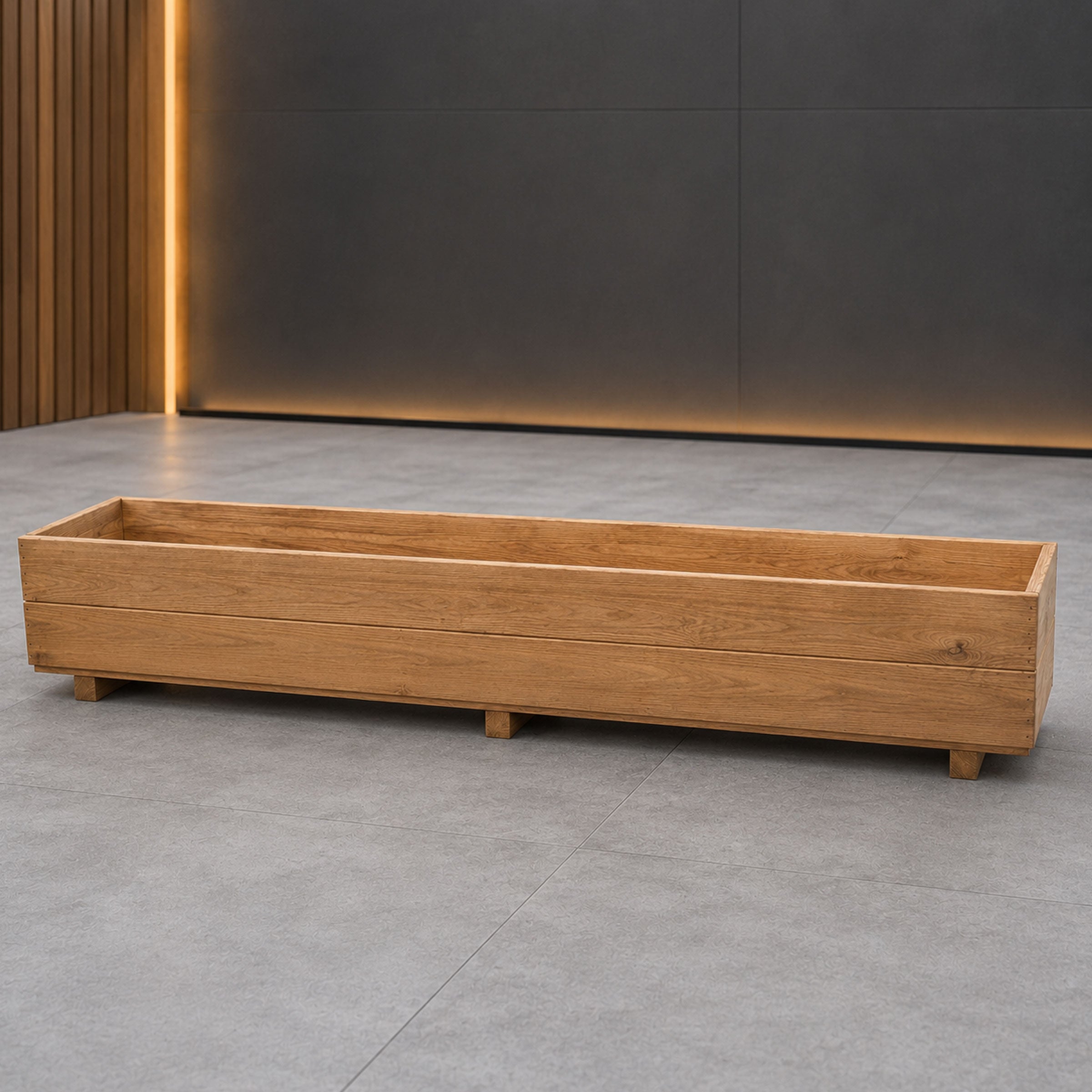 Extra Long Wooden Garden Planter - Fully Assembled Outdoor Trough for Flowers, Herbs & Vegetables
