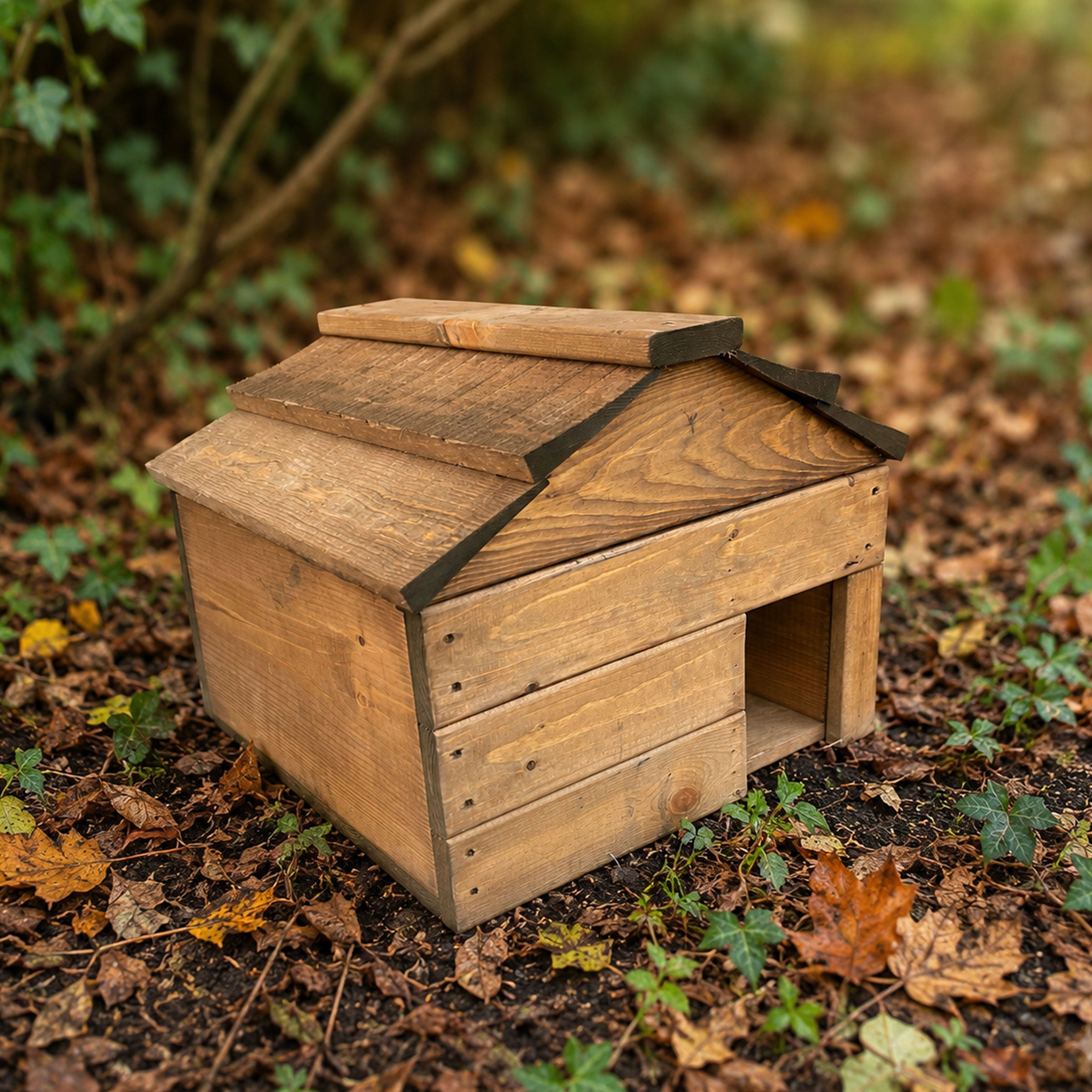 Heavy Duty Wooden Hedgehog House - Garden Hibernation Shelter with Removable Roof & Solid Wooden Floor