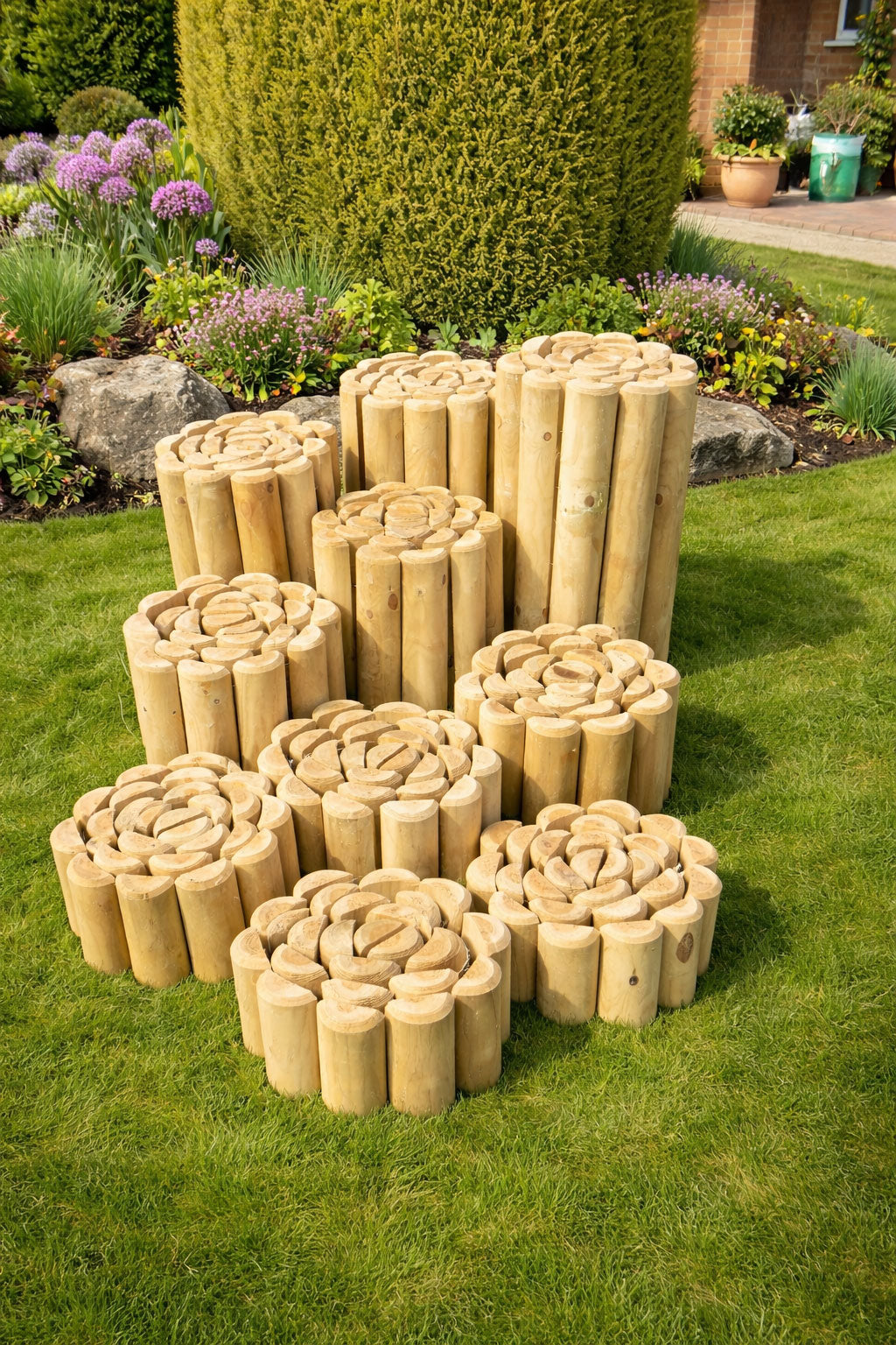 Heavy-Duty 70mm Half-Round Timber Log Roll – Flexible Garden Border & Lawn Edging