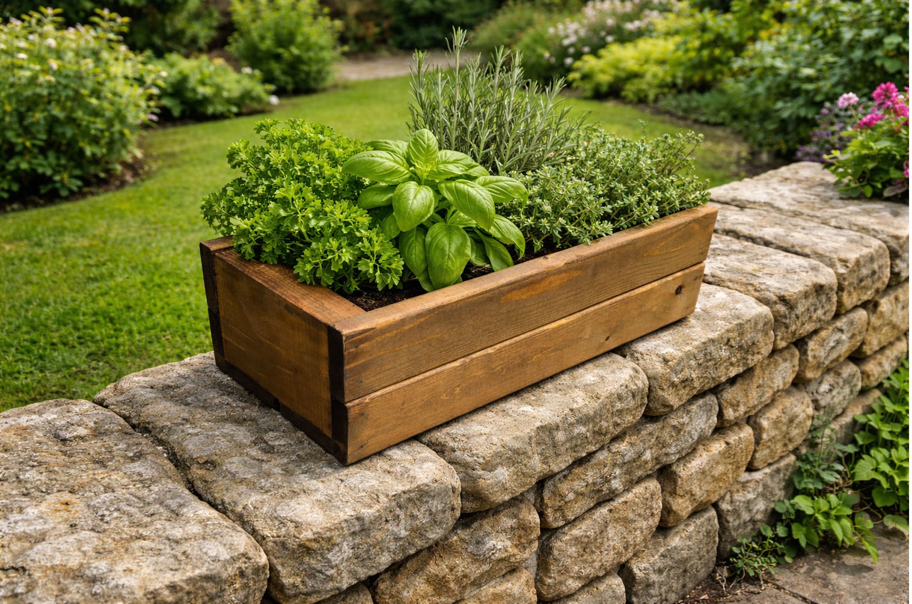 Premium Wooden Balcony Planter - Ready Assembled Herb & Flower Box