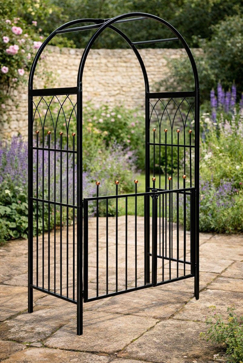 Premium Metal Garden Arch with Optional - Gates Arbour for Pathways & Entrances
