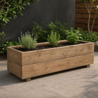 Wooden Garden Planter 90cm Raised Flower Herb Trough Patio Decking Pot