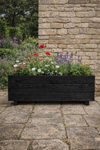 Handcrafted Timber Patio Planters - Modern Black Outdoor Wooden Box Containers