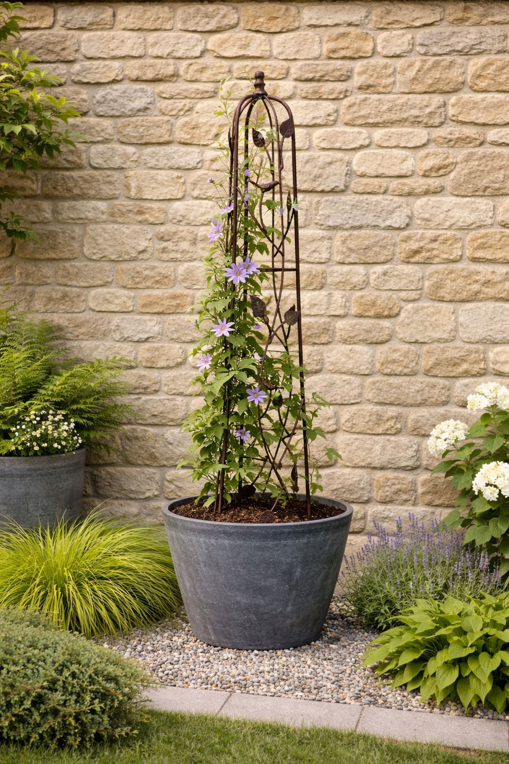 Rustic Finish Metal Garden Obelisk Plant Support for Climbing Flowers and Garden Display