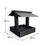 Wooden Bird Feeding Table for Garden Birds - Slate Roof Outdoor Bird Feeder with Drainage
