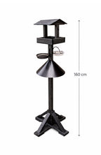 Large Wooden Bird Table Feeding Station with Squirrel Baffle Guard - Black  Freestanding Outdoor Garden Bird Feeder