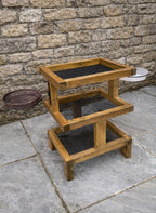 Three Tier Wooden Bird Feeding Station with Water Bowl & Mesh Trays – Ground Feeder Table