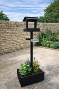 Bird Table with Planter Base - Wooden Garden Plant Pot Feeding Station