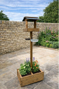 Wooden Bird Table with Plant Pot - Heavy Duty Garden Planter Feeding Station