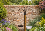 Wooden Bird Feeding Station with Hooks  - Brown Garden Bird Stand Freestanding Multi Feeder
