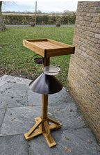Wooden Bird Feeding Station Large Table with Metal Squirrel Baffle