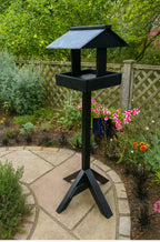 Wooden Bird Table Stand with Slate Roof - Garden Bird Feeder