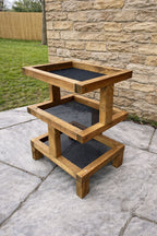 Wooden Tiered Bird Feeding Tables with Drainage Mesh - Ground Feeder for Garden Birds