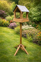 Large Garden Bird Table with Stand - Wooden Outdoor Bird Feeding Platform