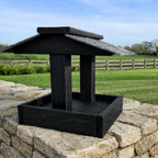 Wooden Bird Feeding Table for Garden Birds - Slate Roof Outdoor Bird Feeder with Drainage