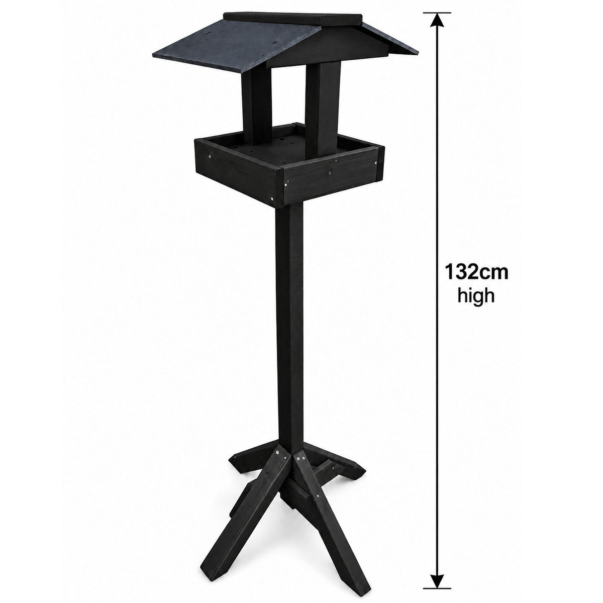 Wooden Garden Bird Table – Sturdy Freestanding Bird Feeder Coverdale Black Design