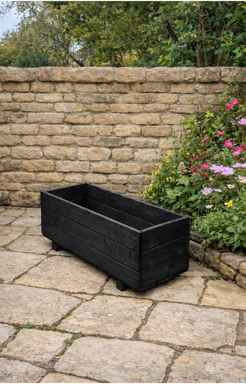 Addingham Outdoor Wooden Plant Planters Black