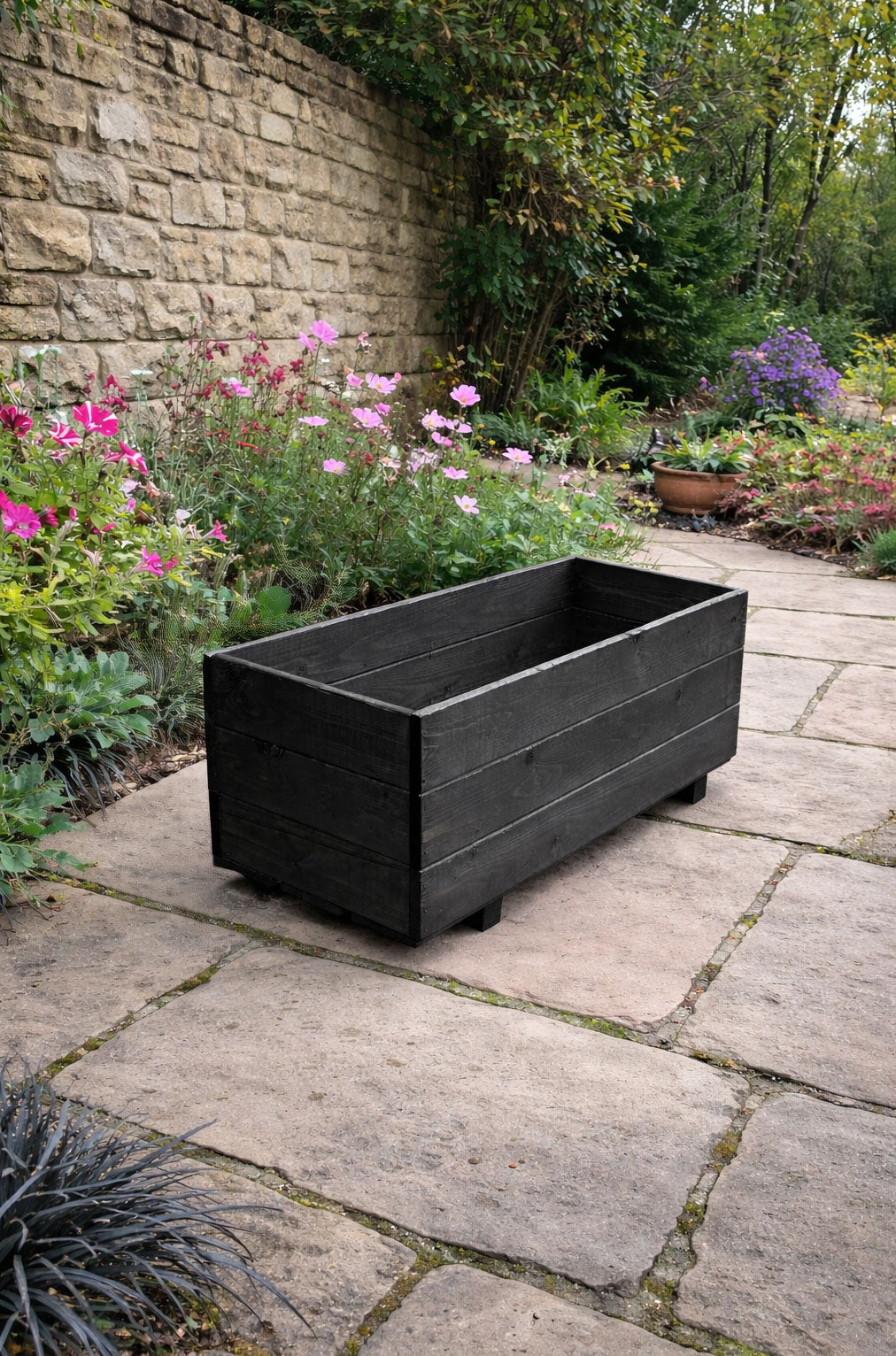 Addingham Outdoor Wooden Plant Planters Black