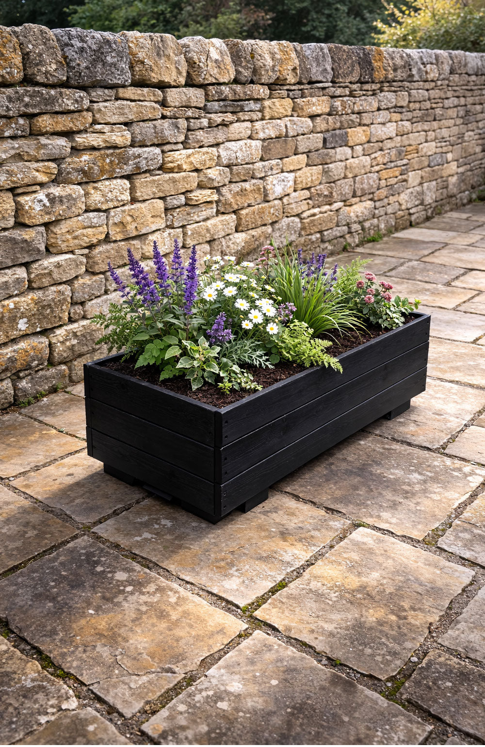 Addingham Outdoor Wooden Plant Planters Black