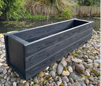 Rectangular Wooden Garden Planters – Outdoor Heavy-Duty Wooden Troughs Black
