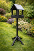 Outdoor Black Bird Table with Stand  - Wooden Garden Bird Feeding Station