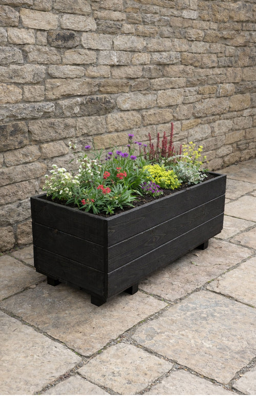 Addingham Outdoor Wooden Plant Planters Black